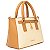 Bolsa Rafitthy De Mão E Transversal Bicolor Com Cadeado E Alça Removível Caramelo/Natural - Imagem 3