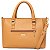 Bolsa Rafitthy De Mão E Transversal Bicolor Com Cadeado E Alça Removível Caramelo/Natural - Imagem 4