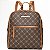 Mochila Feminina Rafitthy Casual Com Estampa Monograma Bolso Frontal E Alças Ajustáveis Dark Cacau/Ambar - Imagem 1