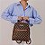 Mochila Feminina Rafitthy Casual Com Estampa Monograma Bolso Frontal E Alças Ajustáveis Dark Cacau/Ambar - Imagem 2