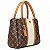 Bolsa Feminina Rafitthy De Mão Com Alças Duplas Costura Decorativa E Pingente Darck Cacau/Ambar - Imagem 4