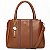 Bolsa Feminina Rafitthy De Mão Com Alças Duplas Costura Decorativa E Pingente Tiramissu/Terra - Imagem 1