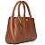 Bolsa Feminina Rafitthy De Mão Com Alças Duplas Costura Decorativa E Pingente Tiramissu/Terra - Imagem 3