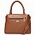 Bolsa Feminina Rafitthy De Mão Com Alças Duplas Costura Decorativa E Pingente Tiramissu/Terra - Imagem 4