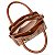 Bolsa Feminina Rafitthy De Mão Com Alças Duplas Costura Decorativa E Pingente Tiramissu/Terra - Imagem 5