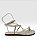 Sandália Rasteira Feminina Com Tiras Finas E Detalhe Metalizado  Off White/Ouro - Imagem 4