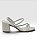 Sandália Via Uno Feminina De Salto Bloco Com Tiras Delicadas  Off White/Prata - Imagem 4