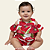 Conjunto Infantil Anime - Estampa Floral Vermelha - Tamanho M - Baby - Imagem 1