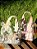 Bolsa Transparente com Flores P cor bege - Imagem 1