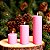 Trio de Velas Cilíndricas Rosa  5cm, 10cm E 15cm Decoração Festas - Imagem 3