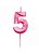 VELA MINI DESIGN ROSA NUMERO 5 SILVER FESTAS - Imagem 1