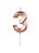 VELA MINI DESIGN ROSE GOLD NUMERO 3 SILVER FESTAS - Imagem 1