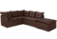 SOFA DE CANTO TURIM 2 MOD+1PUFF MARROM LISO - Imagem 1
