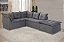 SOFA DE CANTO TURIM 2 MOD+1PUFF CINZA LISO - Imagem 4