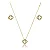 CONJUNTO TREVO ROSA CRAVEJADO BANHADO A OURO 18K - Imagem 5