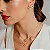 FLOR RICA ROSA CONJUNTO CRAVEJADO BANHADO A OURO 18K - Imagem 4