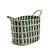 Cesto de Fibra Natural Quadriculado com Detalhe Verde - Imagem 1