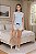 Pijama Regata Feminino Adulto em Viscose – Blusa Lisa com Estampa e Short Listrado - Imagem 2