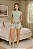 Pijama Regata Feminino Adulto em Viscose – Blusa Lisa com Estampa e Short Listrado - Imagem 1