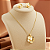 Conjunto Flor Dourada com Pérola – Banhado a Ouro 18K - Imagem 1