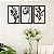Kit Quadro Decorativo Vazado Conjunto Decoração Flores MDF Preto 27x40cm - Imagem 1