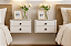 Kit 2 Mesas Cabeceira Suspensas MDF Branco com 2 Gavetas 40cm – Enviadas Montadas - Imagem 1