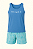 Pijama Masculino Premium Regata + Short Xadrez Azul Turquesa - Imagem 4