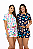 Kit 2 Pijamas Femininos Cropped Estampa Corações - Imagem 1