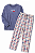 Pijama Longo Feminino Xadrez Azul Heart Hug Inverno - Imagem 3