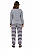 Pijama Longo Feminino Dog Mescla Cinza Listrado Inverno - Imagem 2