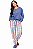 Pijama Longo Juvenil Menina Xadrez Azul Heart Hug Inverno - Imagem 1