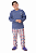 Pijama Longo Juvenil Menino Xadrez Azul Heart Hug Inverno - Imagem 1