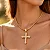 Colar Feminino Com Pingente De Cruz Dourado - Imagem 2
