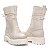 Bota Coturno Cano Médio Couro Off White Com Ziper - Imagem 2
