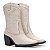 Botas Femininas Texanas Cano Médio Couro Off White - Imagem 1