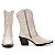Botas Femininas Texanas Cano Médio Couro Off White - Imagem 2