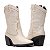 Botas Femininas Texanas Cano Médio Couro Off White - Imagem 4