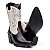 Botas Femininas Texanas Cano Médio Couro Preto E Off White - Imagem 5