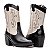 Botas Femininas Texanas Cano Médio Couro Preto E Off White - Imagem 3