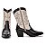 Botas Femininas Texanas Cano Médio Couro Preto E Off White - Imagem 2