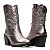 Botas Femininas Texanas Cano Médio Couro Prata - Imagem 4