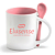 Caneca Porcelana Branca Rosa Interior com Colher - Imagem 1