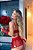 Conjunto Saia Sensual Vermelho em tule bordado, tamanho M - Imagem 2