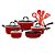 Jogo de Panelas 5 Peças Tramontina Mônaco Antiaderente Vermelho com Jogo de Utensílios de Nylon - Imagem 1