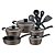 Jogo De Panelas 5 Peças Tramontina Sicília Avelã com Jogo de Utensílios Preto - Imagem 1