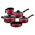 Jogo de Panelas Tramontina Caribe com Revestimento Antiaderente Starflon Max Vermelho 5 Peças - Imagem 1