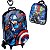 Mochila Escolar de Rodinhas Capitão América  3D Maxtoy + Lancheira - Imagem 1