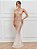 Vestido Longo  modelo sereia Lantejoula Feminino Decote V Dourado preto Nude champanhe - Imagem 17