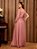 Vestido de Festa Simples e Elegante Rosé e verde Decote V - Imagem 18
