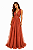 Vestido Terracota Longo de Festa em Tule para Madrinha de Casamento Elegante - Imagem 1